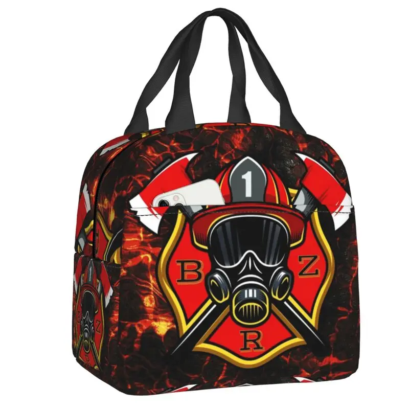 Fire Rescue  Firefighter Insulated Lunch Bag for Women Leakproof Fireman Thermal Cooler Bento Box Office Work School