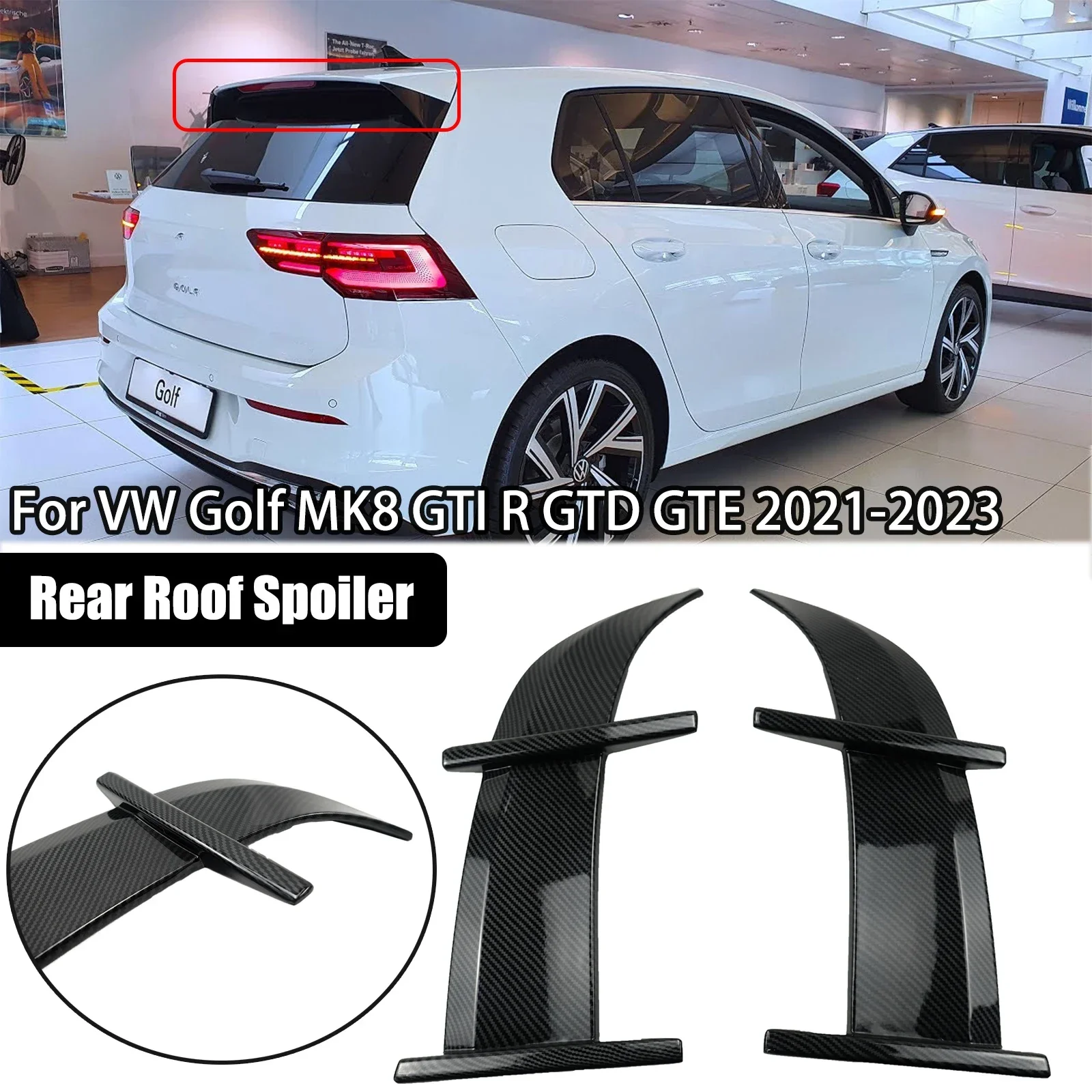 For VW Golf 8 MK8 GTI R GTD GTE 2021 2022 2023 Car Rear Spoiler Wings AK Style Rear Trunk Roof Lip Spoiler Splitter Body Kit