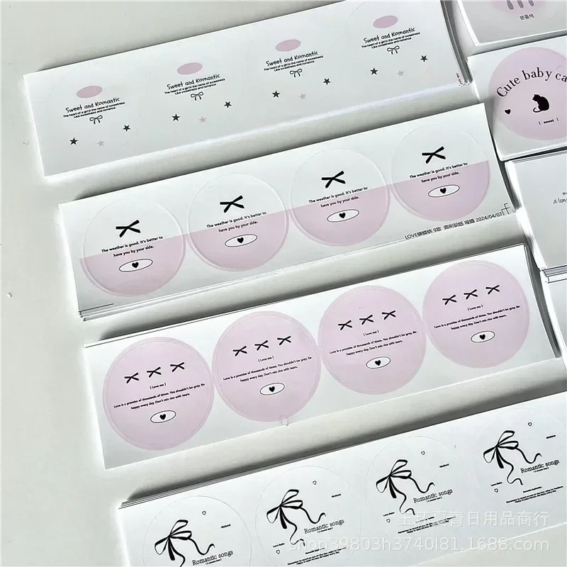 36Pcs Korean INS Ballet Ribbon Bow Round Sealing Sticker Girl 3-inch Photo Card Packing Paper Bag Gift Paper Box DIY Decor Label