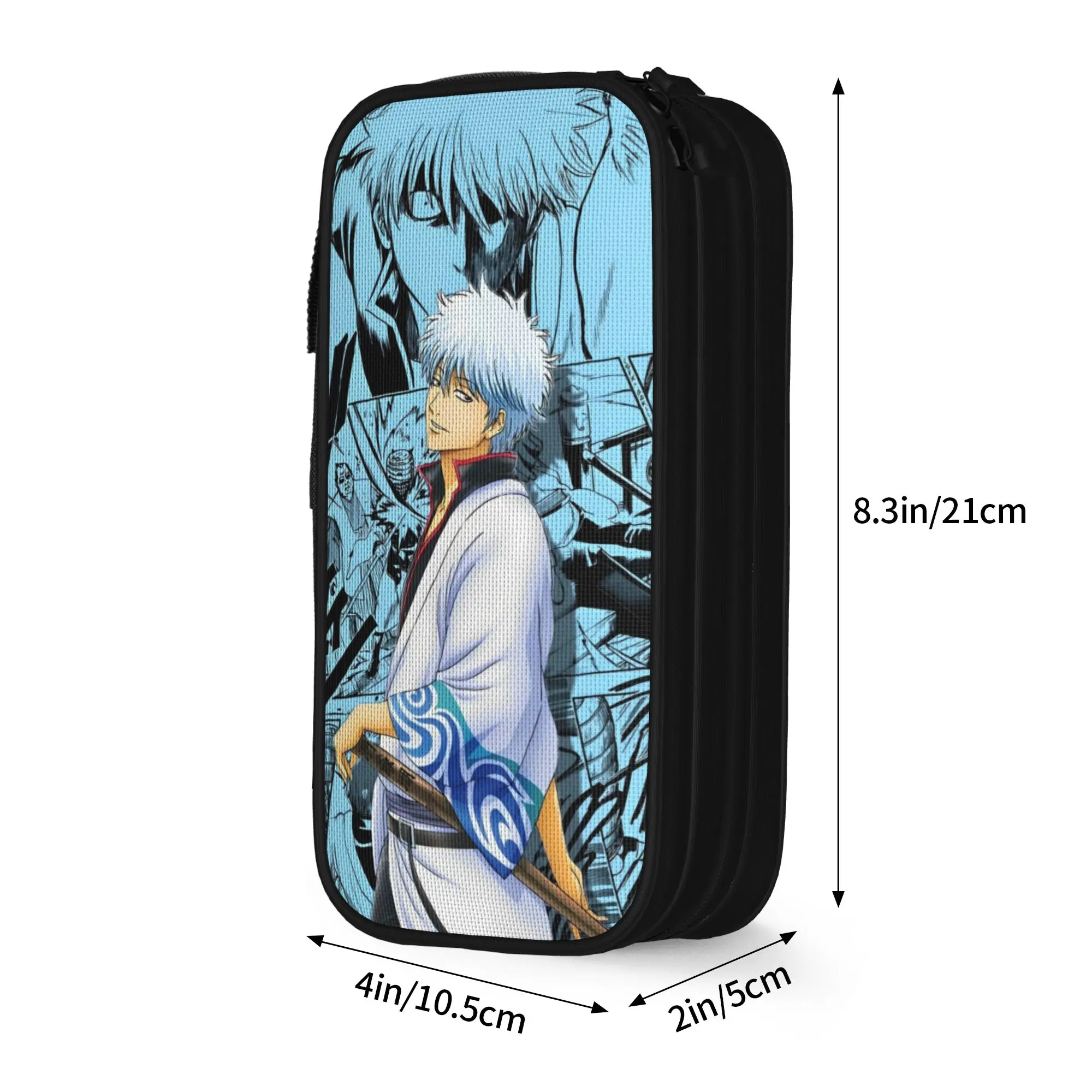 Gintamas Samurai Science Fiction Pencil Case Classic Cartoon Pen Holder Bag Large Storage Students School Zipper Pencilcases