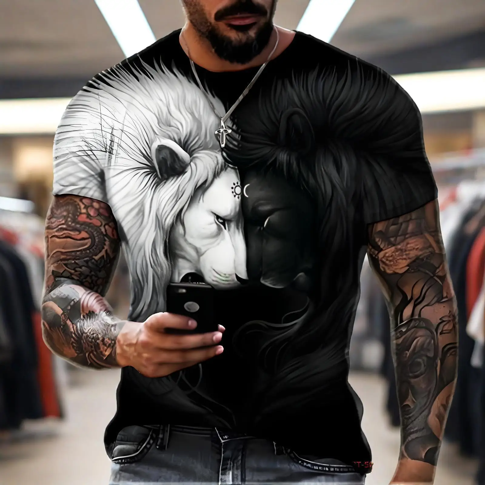 Men's 3D Animal Print T-Shirt - usage example