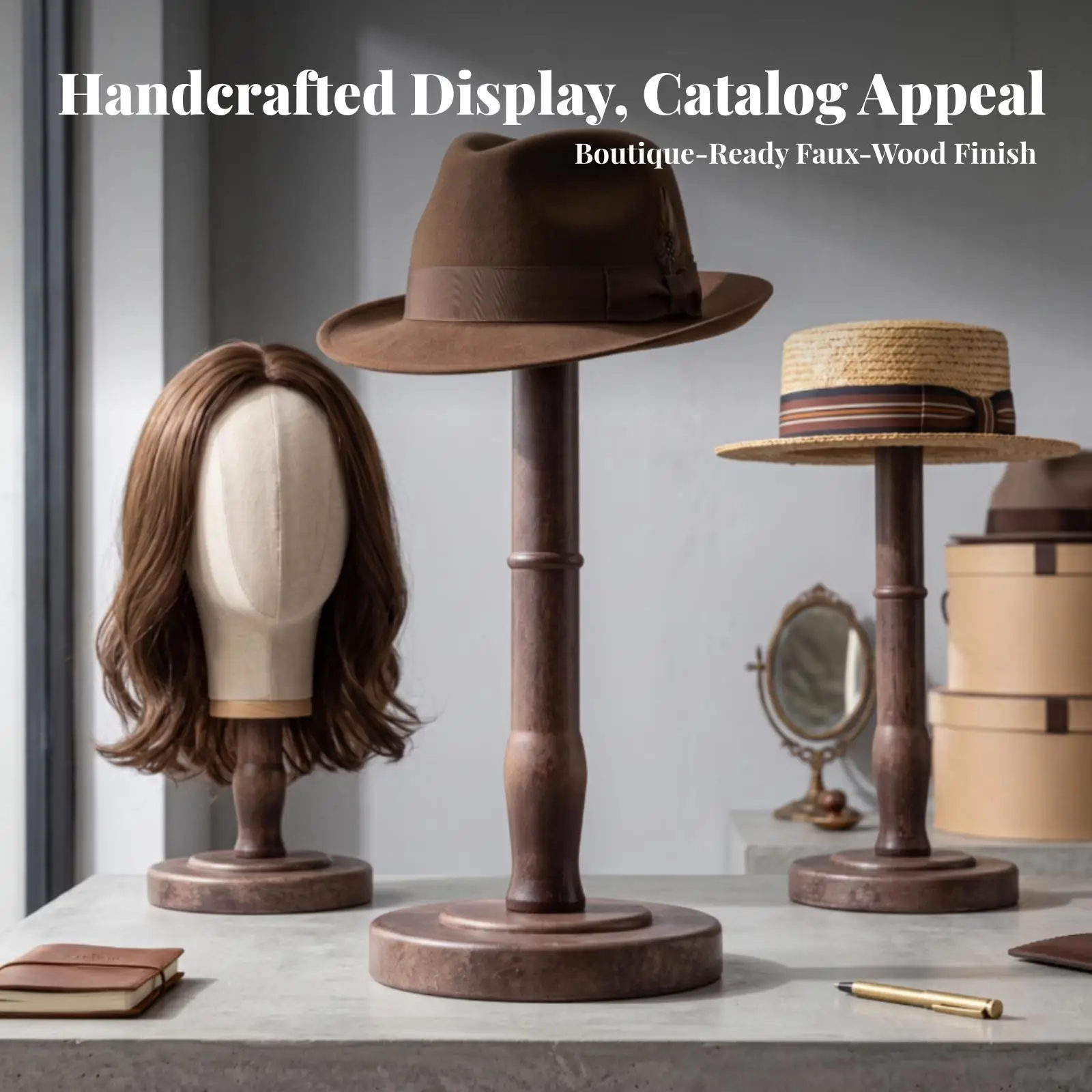 Tabletop Hat Display Rack Mannequin Head Stand for Hat Storage Vanity Display Organizer Holder