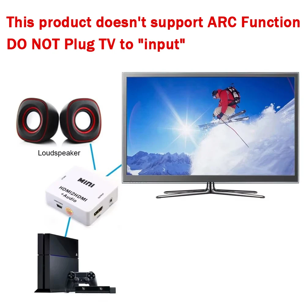 HDMI الصوت النازع 1080P HDMI إلى HDMI 3.5 مللي متر محول الصوت مع 3.5 مللي متر جاك AUX ستيريو الصوت إخراج منفصل لأجهزة الكمبيوتر المحمول HDTV