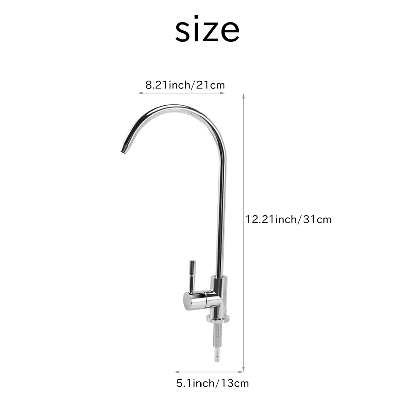 Keran Filter air minum krom 1/4 inci, keran dapur wastafel Osmosis terbalik