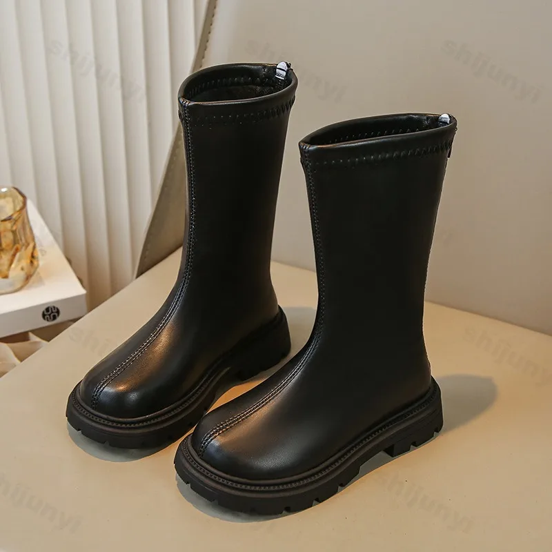 Children Boots Girls Long Tube Boots 2025 Autumn New Korean Fashion Princess Boots Zipper Fashion Anti Slip Outdoor Casual Shoes