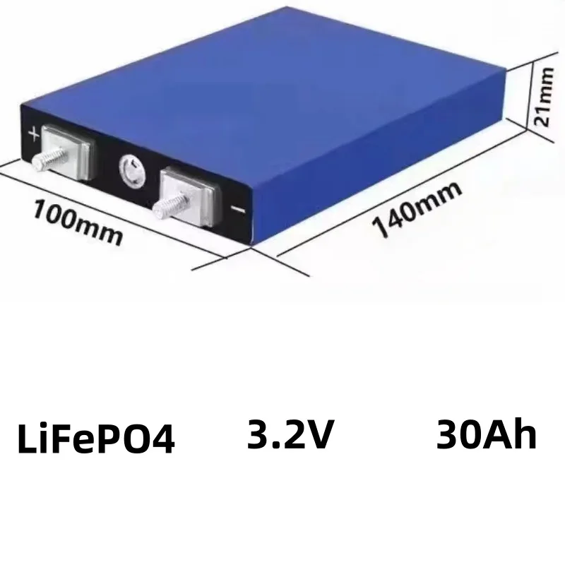 3.2V 30Ah LifePo4 Battery High Drain for DIY 12V 24V 36V 48V Solar Inverter Electric Vehicle C Oach Golf Cart UPS Power Supply