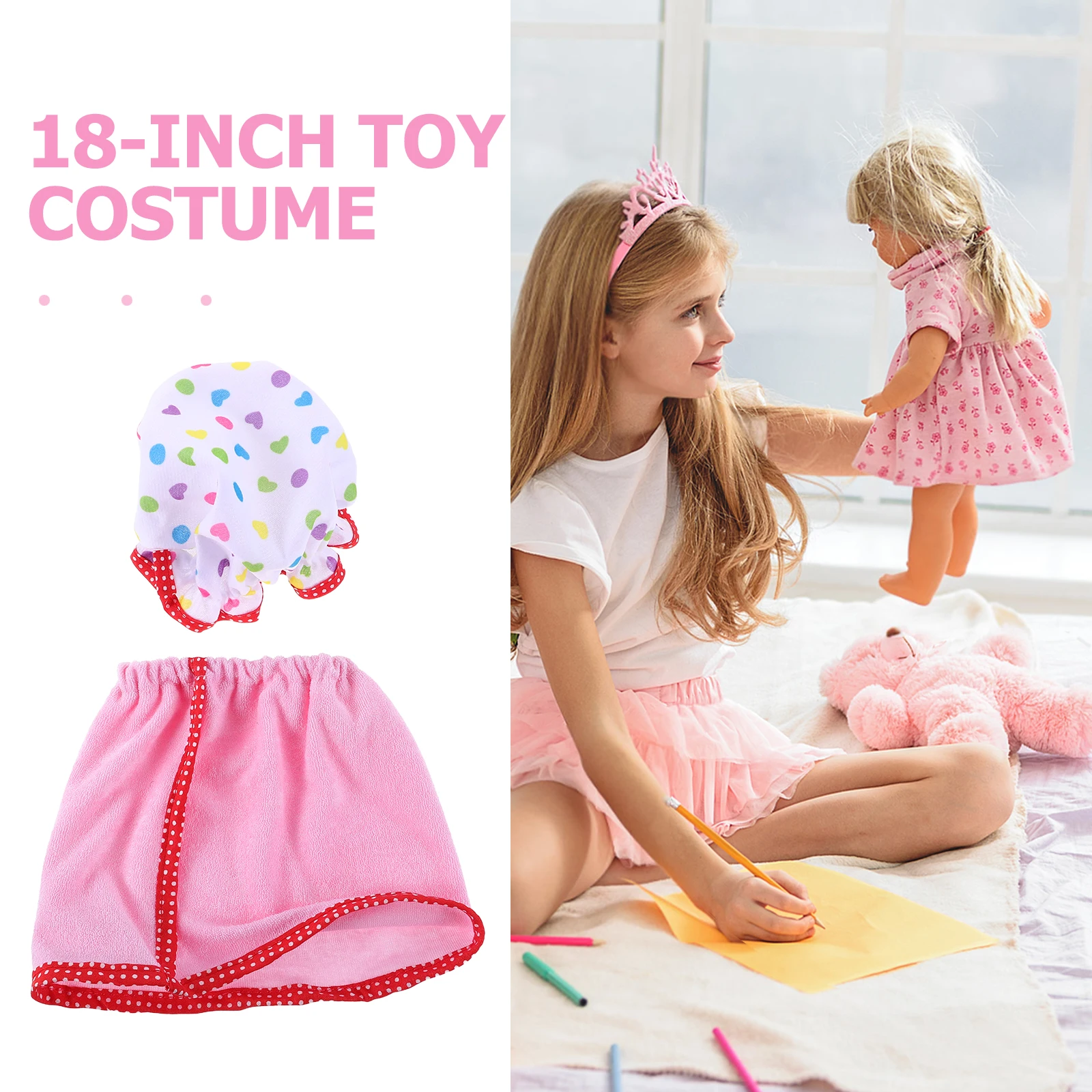 2-częściowy letni zestaw ubranek dla lalek 18-calowych, szlafrok z kapeluszem, miękka odzież do spania, ubrania do zabawy na dzień spa, piżamy dla pluszaków.