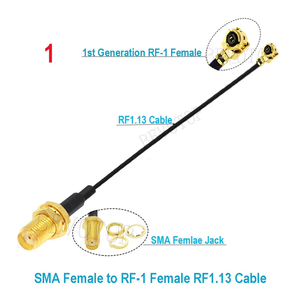 10PCS RF1.13 Cable SMA to IPX Jumper RP-SMA /SMA Male Female to U.fl IPX-1 Female RG1.13 Pigtail WIFI Antenna Jumper