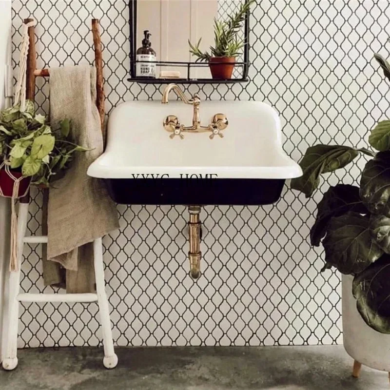 Customized Bathroom Cast Iron Enamel Wall-Hung Basin Exported to the United States Washing, Washing, Washing, Washing and