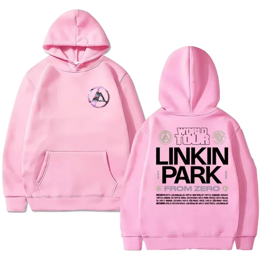 تي شيرت روك باند لينكين بارك من Zero World Tour Merch تي شيرت جديد للرجال والنساء Harajuku ملابس الشارع الشهير مع ملابس رياضية قطيفة