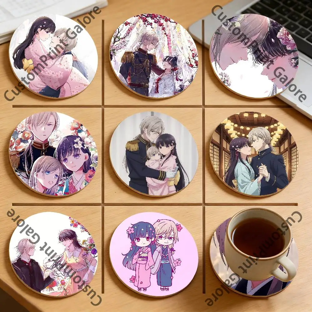 

H-Happy M-MarriageS Round Pine Coasters Durable Reusable Beautiful Home Decor Non-Slip Water-Resistant