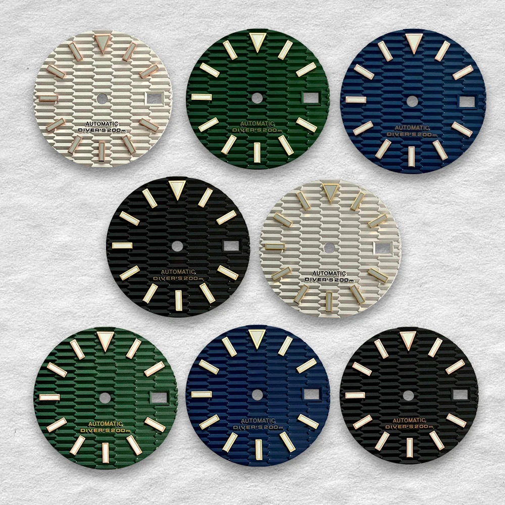 

High Quality 28.5mm S Logo Slope Dial Fit NH35/NH36/4R/7S Japan Movement Green Luminous Watch Modification Accessories