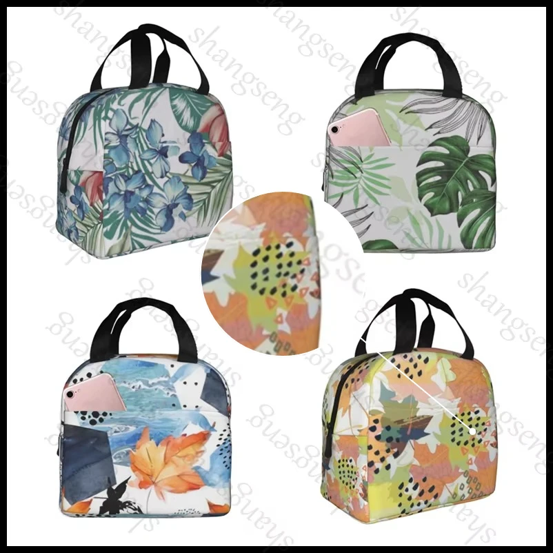 Daisies sunflowers leaves Lunch bag insulated lunch box bag students office workers carry lunchs box bag insulated Lunch Pack