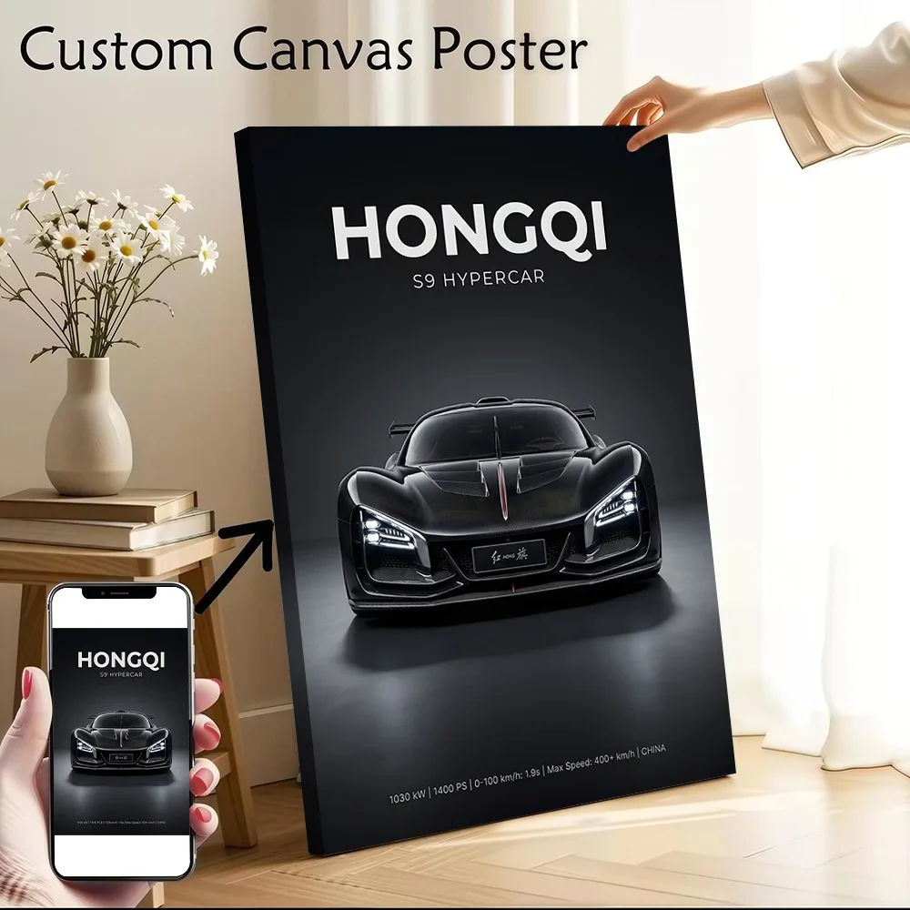 Hongqi S9 Hypercar Printed Canvas Wall Art Customizable Paintings Poster Perfect Gift for Bedroom Decoration Living Room Mural