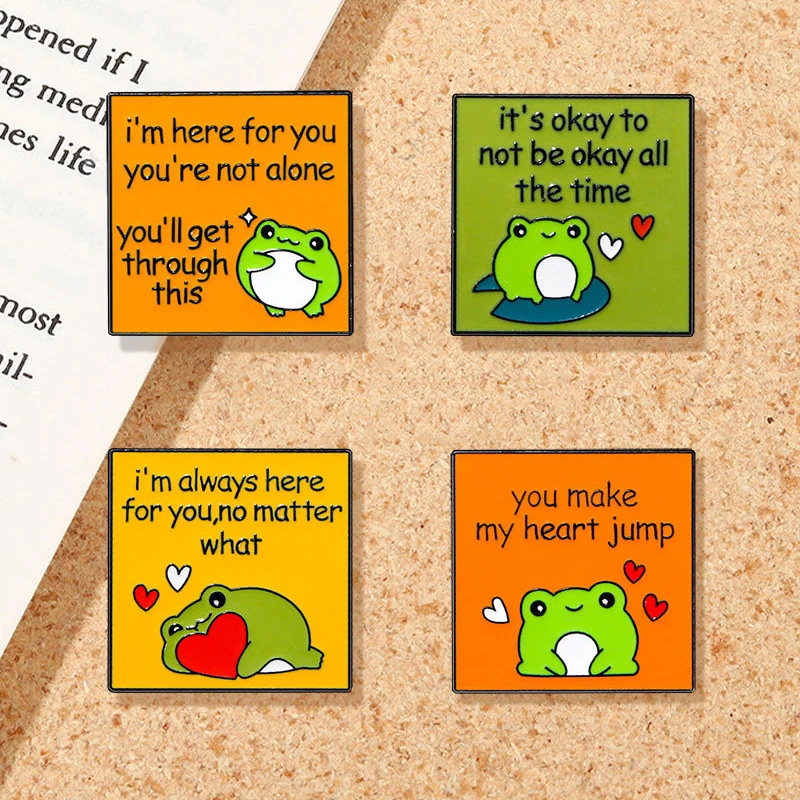 Cute Frogs Animals Enamel Pins Brooch Kawaii Cartoon Love Heart Frog Badge Lapel Pin Jewelry Backpack Collar Accessories Gift