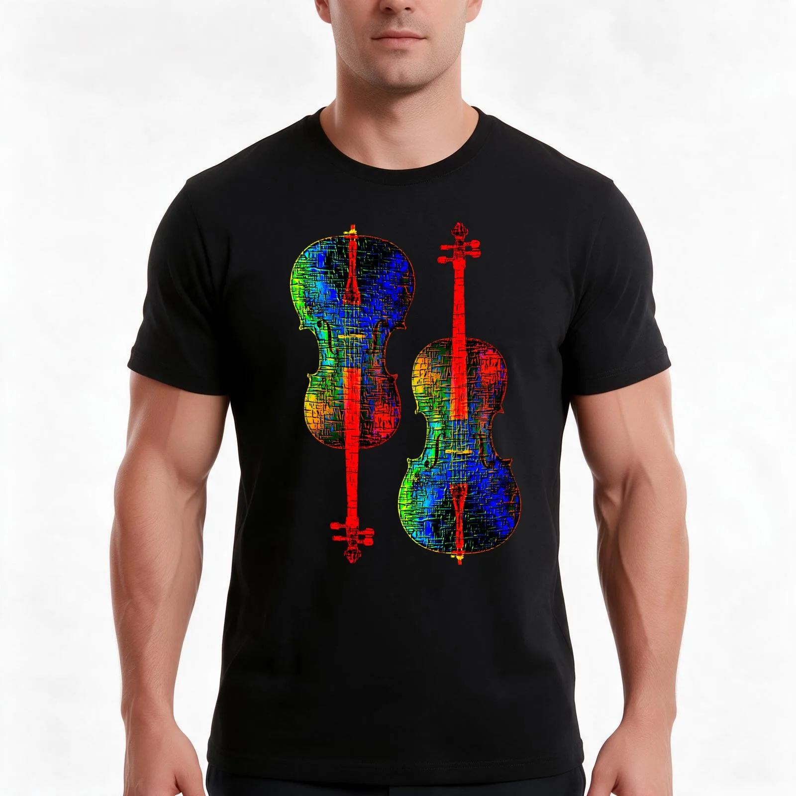 Cello Colors T-Shirt, Summer Casual Cotton Tee, Oversized Streetwear Tops, Vintage Graphic Print, Loose Fit Short Sleeve