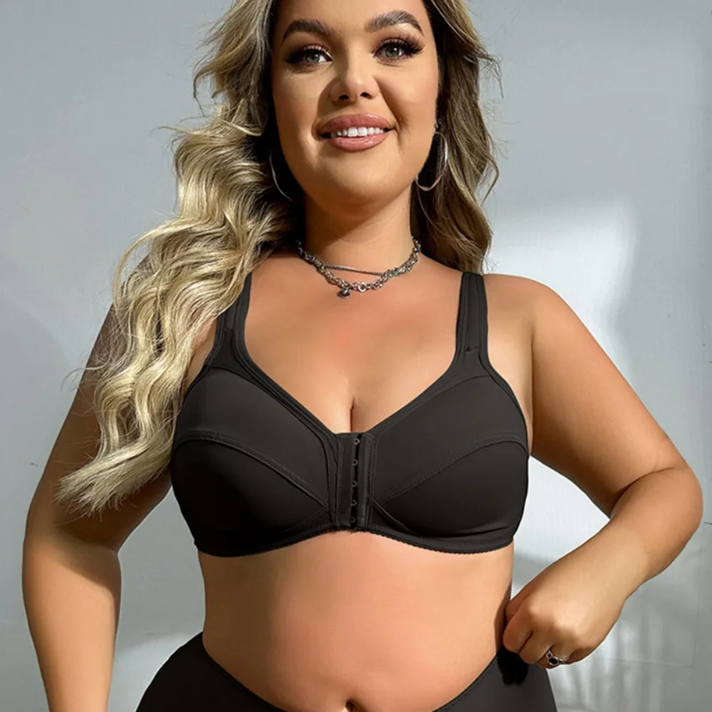 Europäischer und amerikanischer großer BH mit offenem Knopf, Unterwäsche ohne Stahlring für Frauen mit vollem Körbchen, Markless-BH