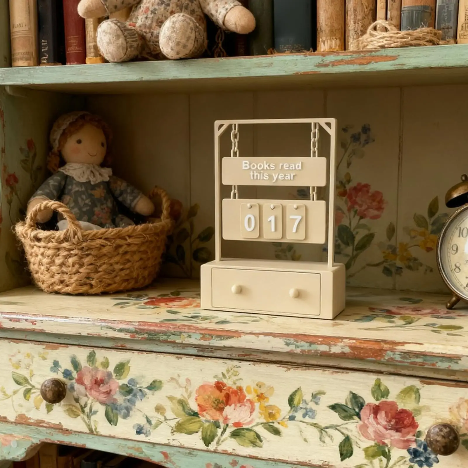 Books Read Counter Decorative Book Display Tracker Hangable Reading Goal Counter for Bookshelf Library Home School Teacher Study