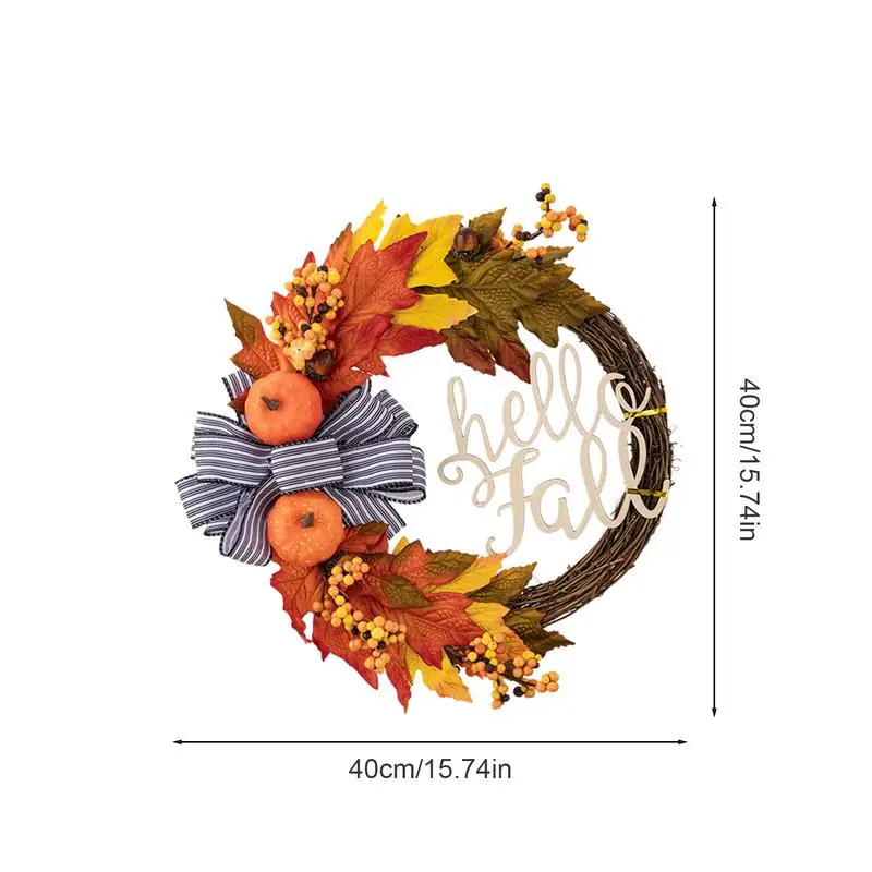 Fall Wreaths Outdoor Autumn Wreath Porch Sign Simulation Pumpkin Wreath Maple Leaves Berries Autumn Wreath Front Door Decor For