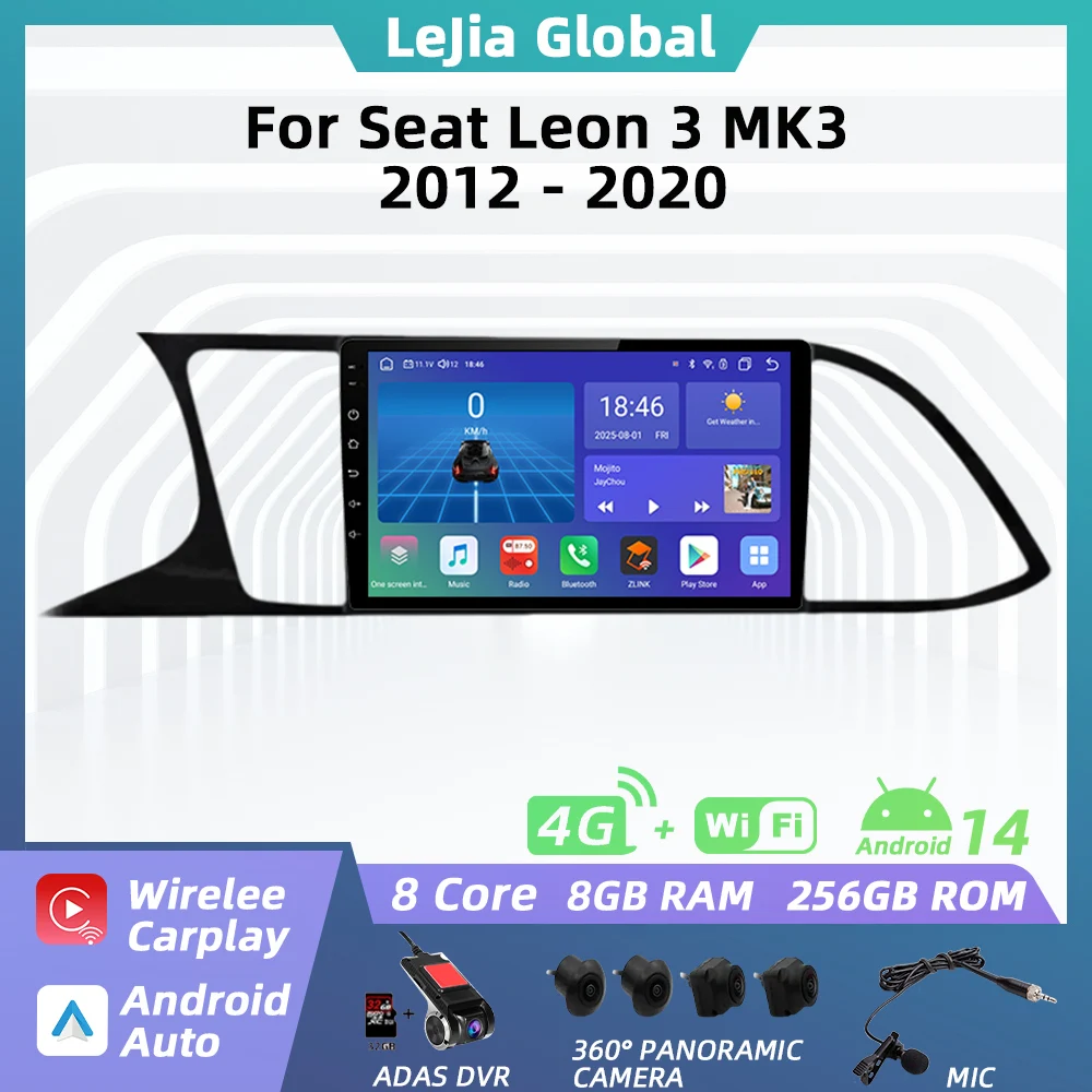 

Carplay Auto Car Multimedia For Seat Leon 3 MK3 2012 - 2020 Android Car Radio Player GPS Navigation Stereo 2 Din 4G Touch Screen