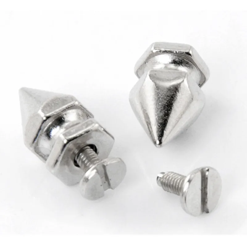 

50 Sets Silver Tone Cone Spike Garment Rivets Studs Spots Sewing Bags Shoes 16x9.5mm 8x7mm