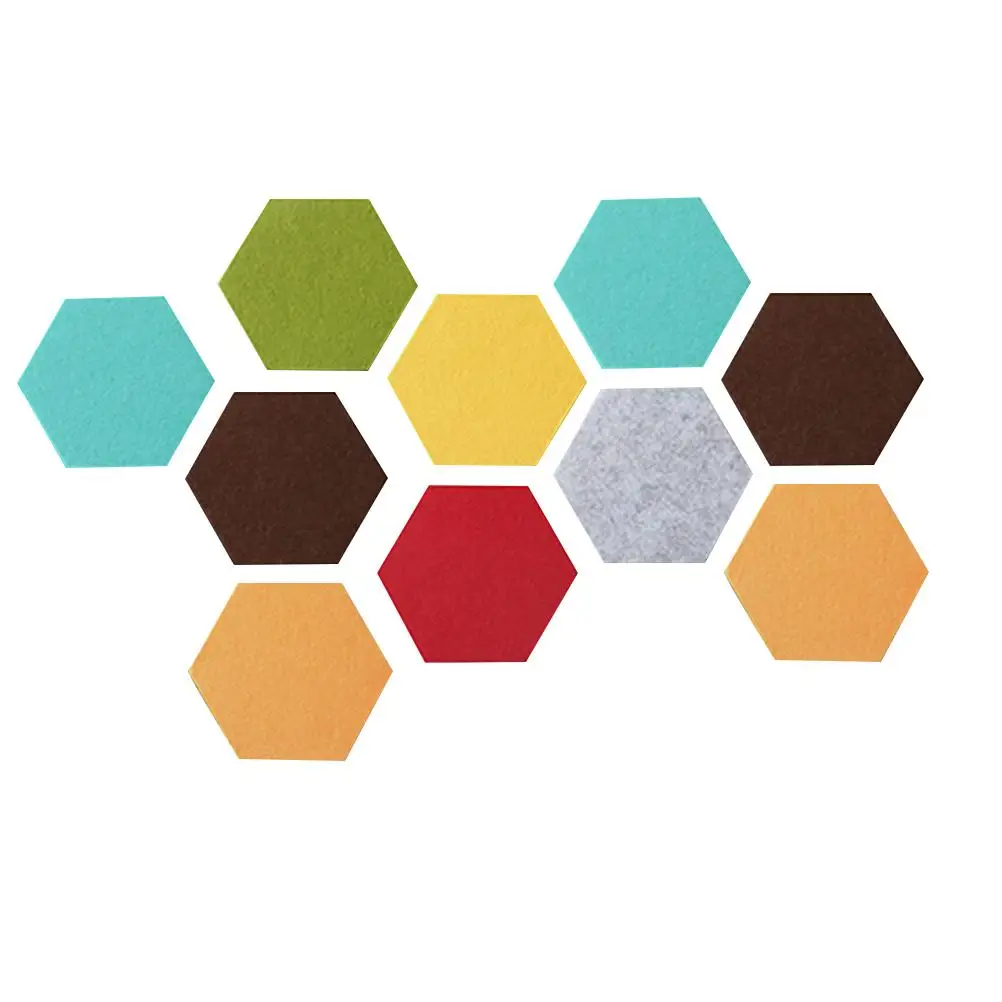 

10pcs Felt Board Cork Photo Wall Background Panel Wall Felt Colorful Hexagon Shape for Home Wall Decor
