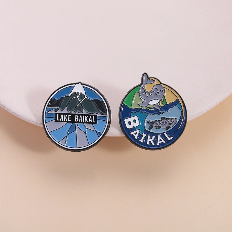 Beautiful Lake Baikal Enamel Pin Species And Natural Scenery Of Lake Baikal Brooch Backpack Lapel Badge Jewelry Gift For Friend