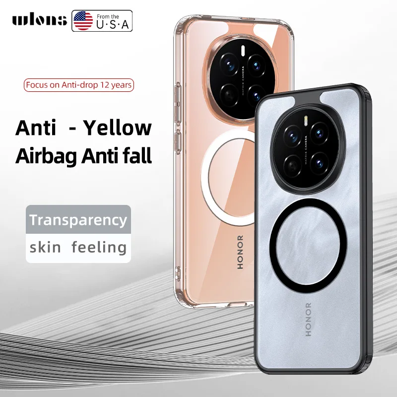 for Magsafe Magnetic Transparent Case for Honor X60 200 100 300 Magic 7 6 5 Pro Shockproof Bumper Wireless Charge Matte Cover