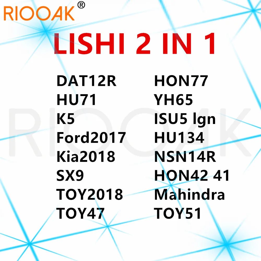 Lishi 2in1 Tool DAT12R HU71 K5 Ford2017 kia2018 SX9 TOY2018 TOY47 HON77 YH65 ISU5 HON42 41 Mahindra HU134 NSN14R Locksmith Tools
