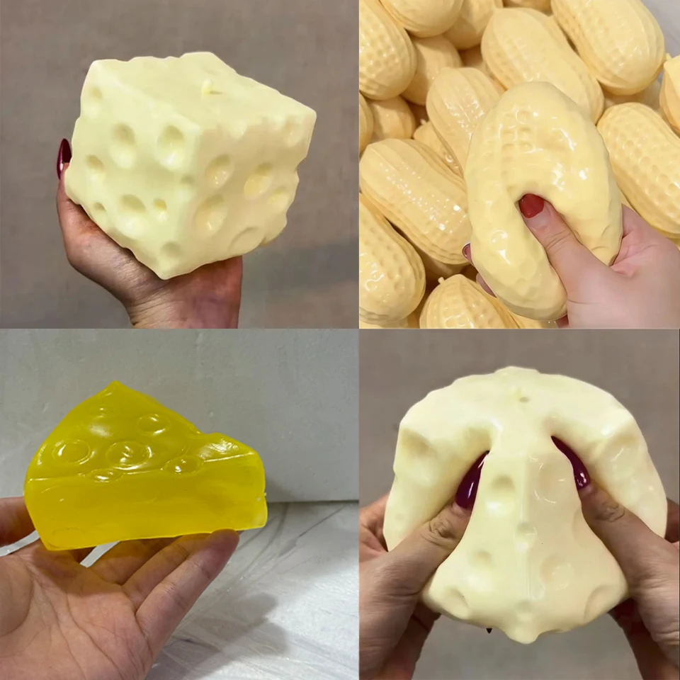 Jumbo Käsewürfel Stressball Großer Formbarer Käse-Squeeze-Ball Nicht-Springender Fidget-Spielzeug ASMR Sensorisches Anti-Stress-Festival-Spielzeug