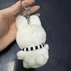 Cartoon Plüschpuppe Schwarz -weißer Schlüsselbund, gestreifte Schal, wunderschöner Kaninchenanhänger, Bag -Accessoires, Geschenke 8 Hauptverkaufskabelpuppe - №7