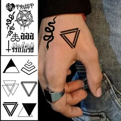 Tattoo Sticker Triangle Totem Snake Flame Cool Element Makeup Temporary Waterproof Women Men Fake Hand Finger Tatoo Body Art