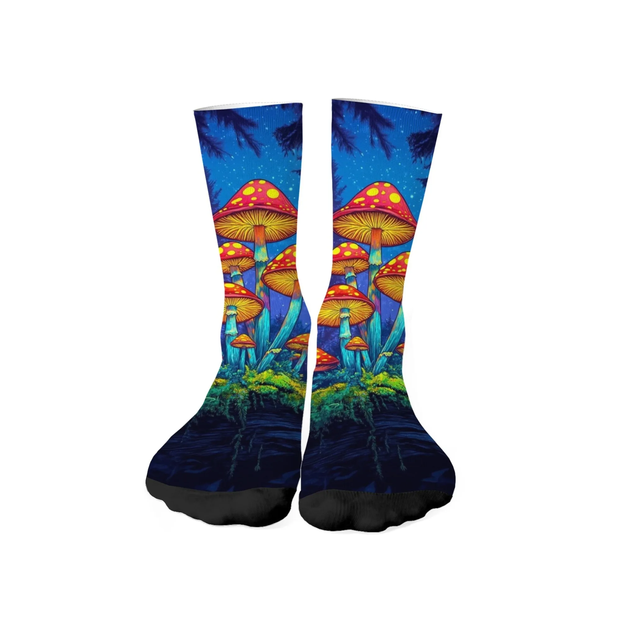 

New Art Cartoon Mushroom Print Men's Socks Breathable Comfortable Non-slip Unisex Cute and Interesting Compression Socks Gifts