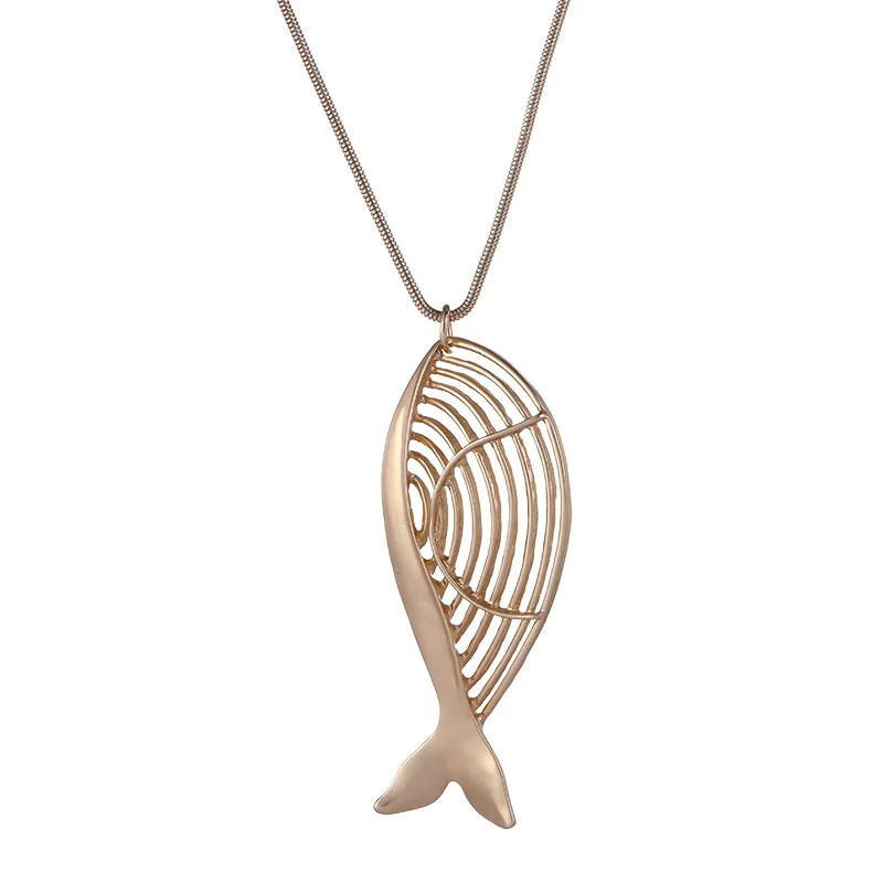 Vintage Gothic Whale Shape Pendant Necklace For Women Simple Fish Necklaces Sweater Chain Accessories Jewelry