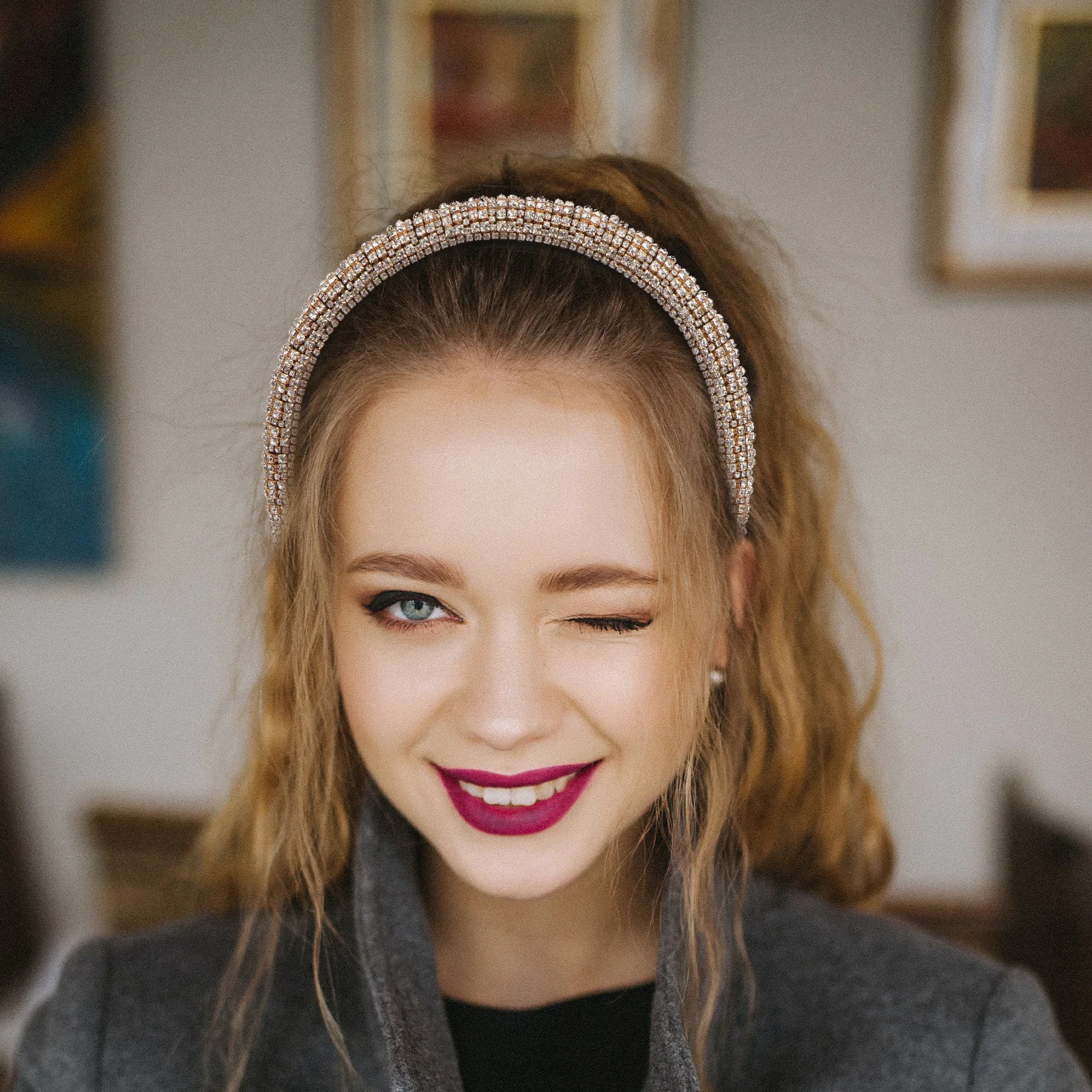 أربطة شعر من حجر الراين، أغطية رأس متينة، أزياء حفلات لافتة للنظر للنساء، رباط شعر كريستالي من حجر الراين