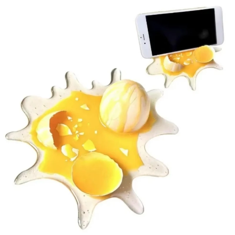 Resin Broken Egg Phone Holder Portable Lightweight Lazy Bracket Funny Stress-relief Toy Multipurpose Durable Cell Phone Stand