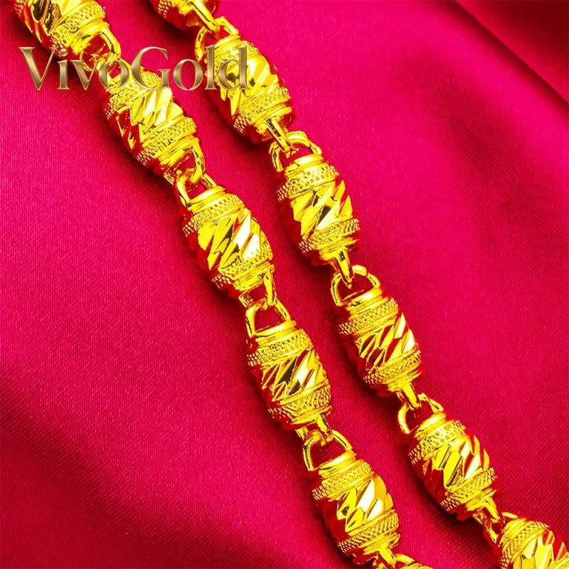 

Золотое оливковое колье VivoGold 24K | Золото 999 пробы, 3D-форма в виде оливы с массивной цепочкой, излучающая мужественную силу.