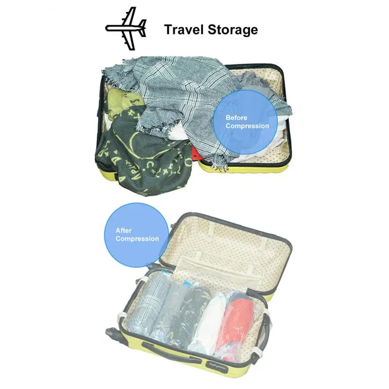 Manually Vacuum Compressed Bag Roll Up Seal Bags Travel Space Saver Clothes Organizer Reusable Foldable Packing Storage Sacks