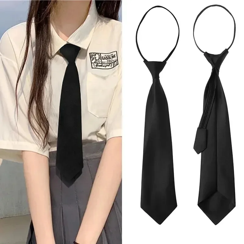 Unisex Schwarze Einfache Clip-On-Krawatte Sicherheitskrawatte für Uniform Hemd Anzug Krawatten Steward Matt Trauerkrawatte Lazy Tie