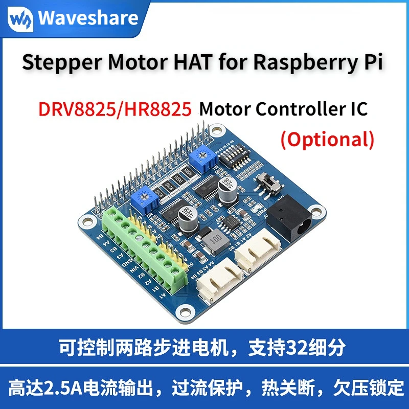 

Stepper Motor HAT for Raspberry Pi Zero/Zero W/Zero WH/2B/3B/3B+ Expansion Boards Drives Two Stepper Motors IC HR8825/DRV8825