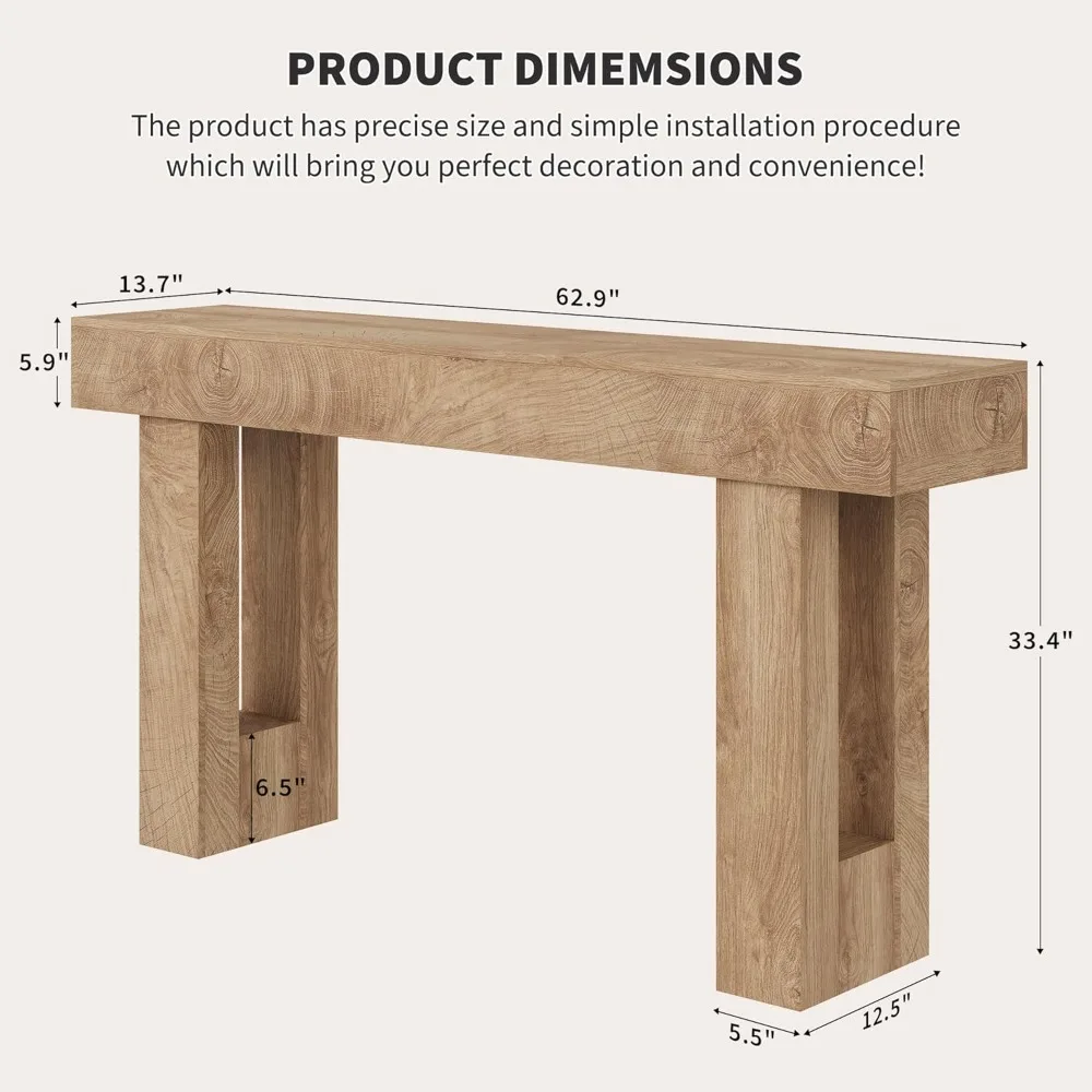 طاولة أريكة خشبية مستطيلة ريفية لغرفة المعيشة والممر والمدخل