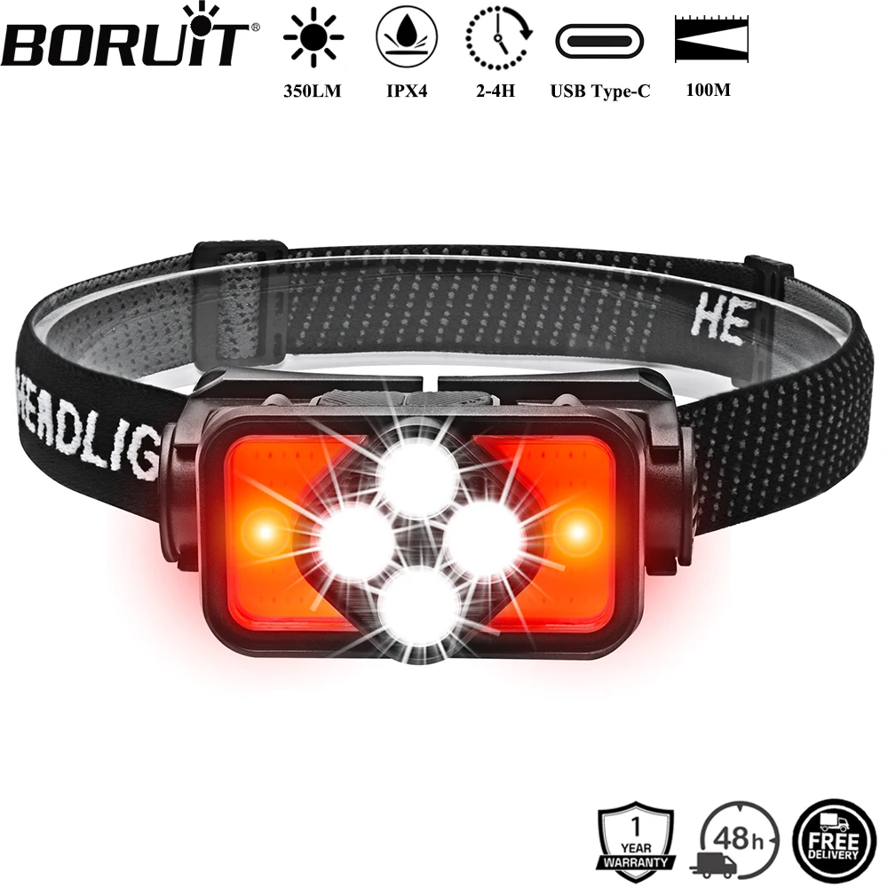 boruit-k363-350lm-sensor-de-movimento-led-farol-tipo-c-recarregavel-1200mah-farol-a-prova-dwaterproof-agua-acampamento-pesca-cabeca-tocha