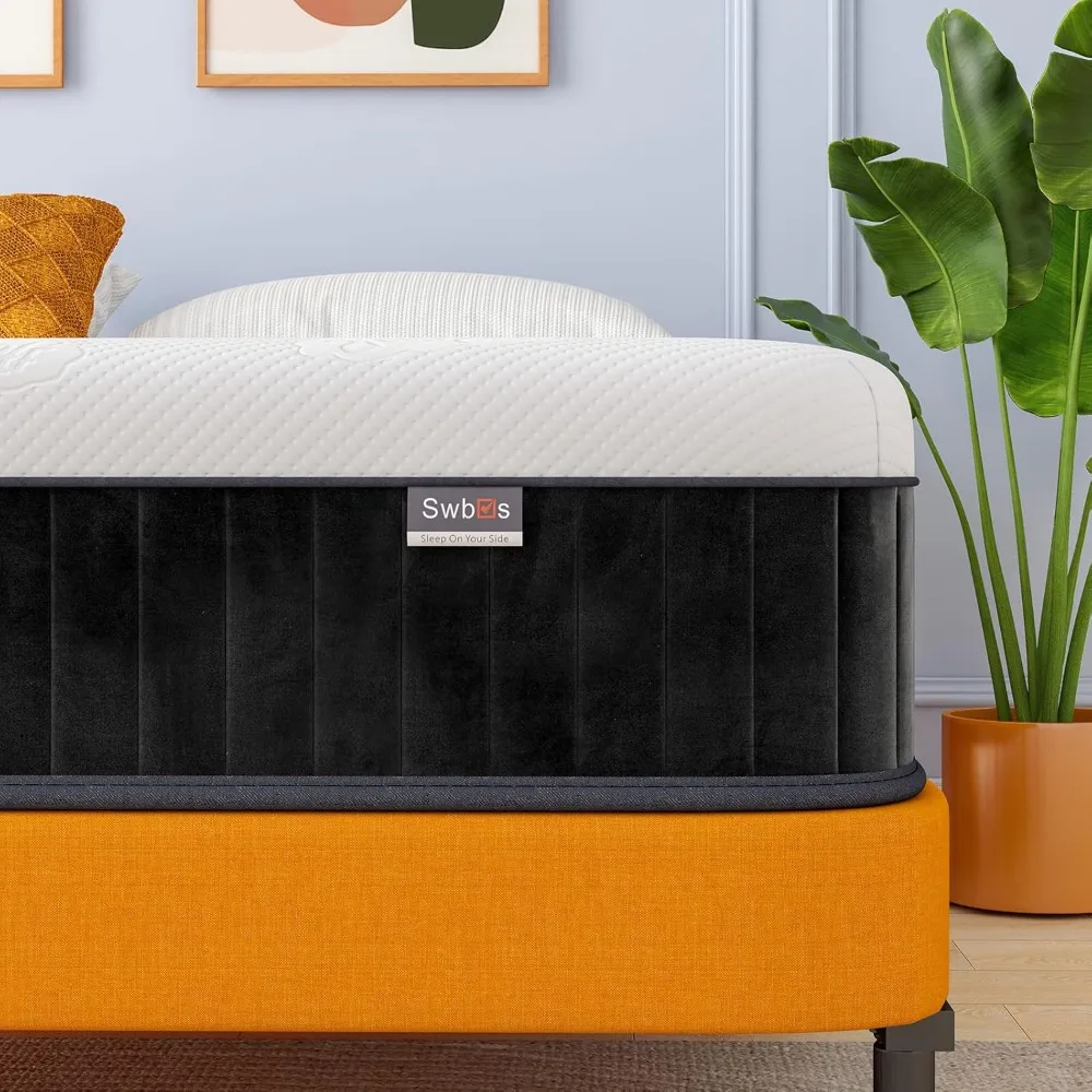 

queen-size 12-inch hybrid mattress, boxed bed mattress, pressure-relieving and fiberglass-free