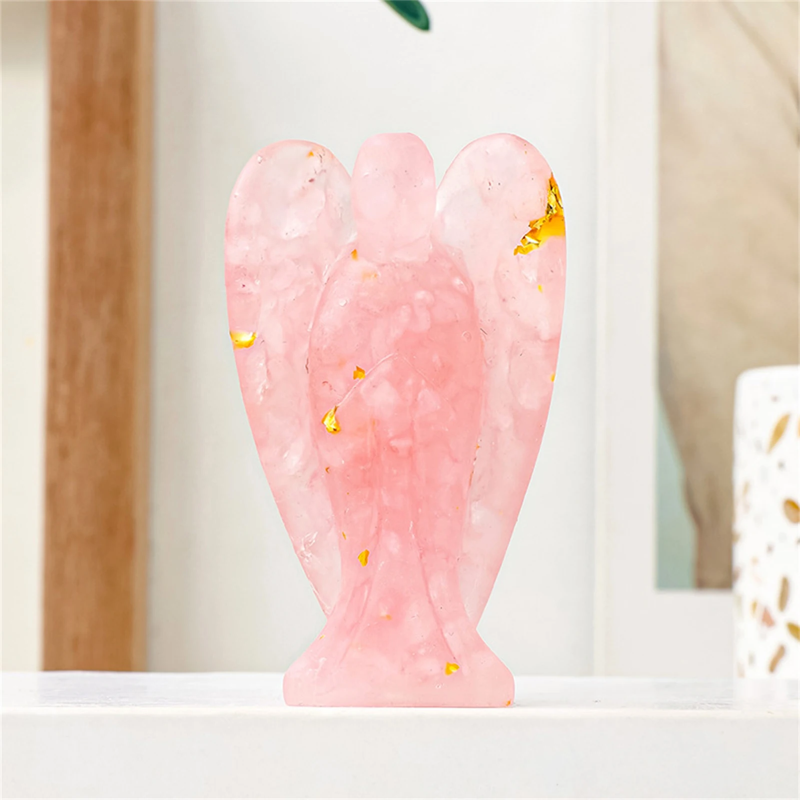Fairy Crystal Resin Angel Figurine Crystal-Embedded Resin Angel Art Piece for Shelf Display Cabinet Decoration