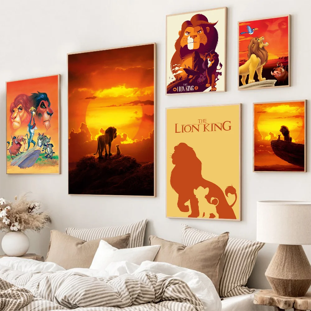 

T-the L-lion-Kings Movie Sticky Posters Retro Kraft Paper Sticker DIY Room Bar Cafe Aesthetic Art Wall Painting