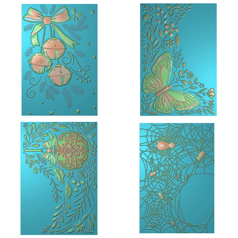 Weihnachten Jingle Bell 3D Prägung Ordner Schmetterling Spidernet Muster Schablone für DIY Halloween Scrapbooking Papier Handwerk