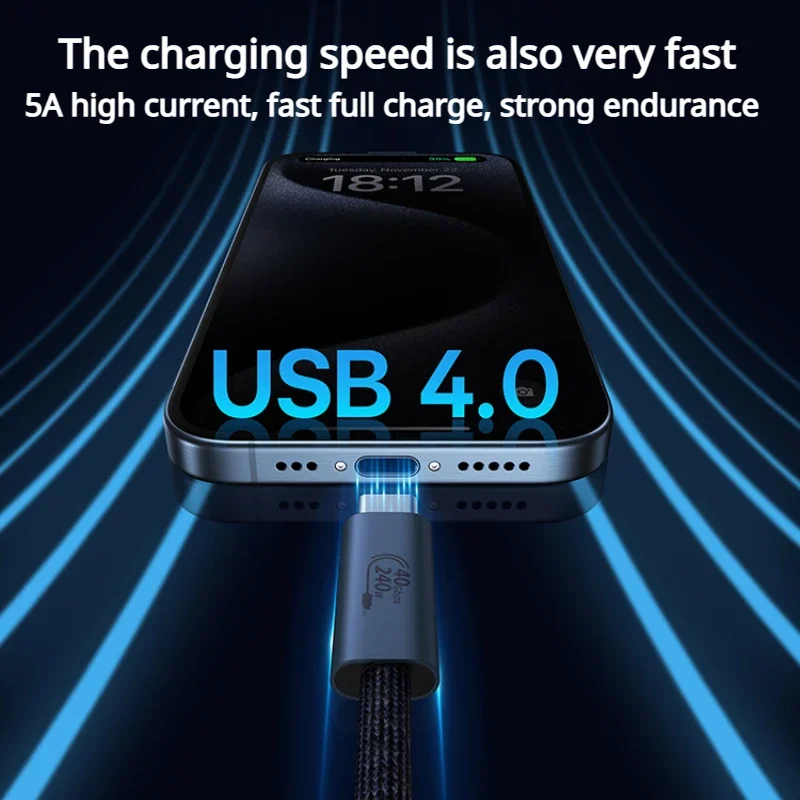 Baseus USB4 Data Cable Type-c To Type-c 240W Laptop 40Gbps Transmission Fast Charging 8K Screen Projection for iPhone15 Macbook