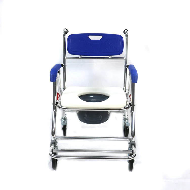 Aluminum Folding Commode Chair, Portable Toilet Seat for Adults, Potty with Bucket, 4-Leg Stability, Easy to Clean