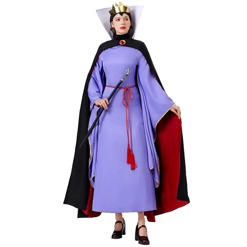 Women's Anime Fairy Tales Snow White Cosplay Halloween Evil Queen Dress Stage Performance Stepmother Queen Role-playing Costume