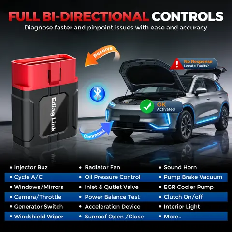 KINGBOLEN EDIAG LINK Bidirectionnal OBD2 Scanner FCA CANFD 10 Service All System Auto Diagnostic Tools Lifetime Free Update